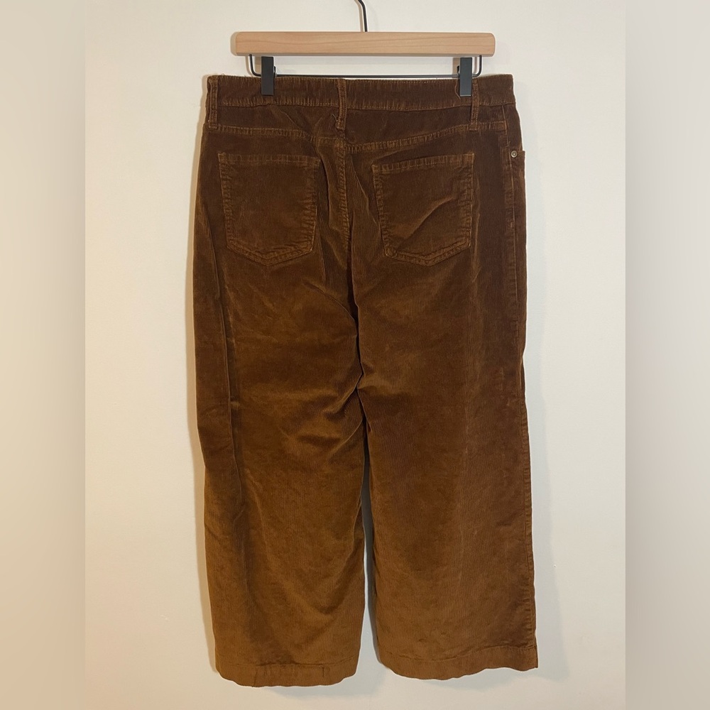 Time & Tru High Rise Wide Leg Corduroy Ankle Pants Button Fly Size 14 Brown 🍁 🍂 - Picture 5 of 11
